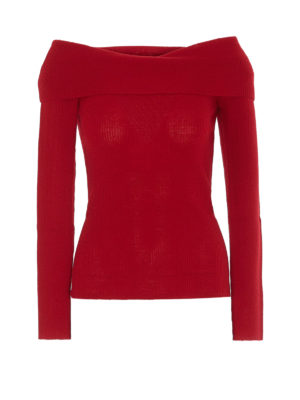 P.A.R.O.S.H.: maglia collo a barchetta - Maglia off the shoulder in lana rossa