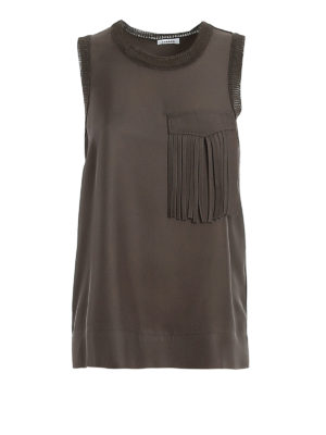 P.A.R.O.S.H.: Tops y camisetas sin mangas - Top - Verde Oscuro