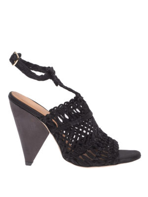 Paloma Barcelò: sandali - Sandali Beatrice in raso nero con tacco