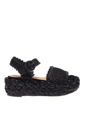 Paloma Barcelò: sandali - Sandali Oda in rafia con zeppa