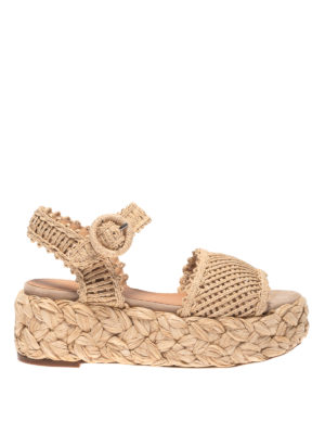 Paloma Barcelò: sandali - Sandali Oda in rafia con zeppa