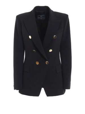 Paolo Fiorillo: giacche blazer - Blazer doppiopetto in crepe cady nero