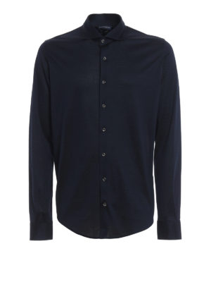 Paolo Fiorillo: camicie - Camicia blu notte in jersey di cotone