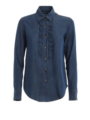 Paolo Fiorillo: shirts - Ruched denim shirt