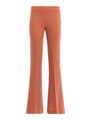 Paolo Fiorillo: Pantaloni sartoriali - Pantaloni svasati in crepe cady albicocca