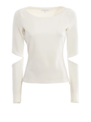PATRIZIA PEPE: bluse - Blusa in crepe con maniche cut out