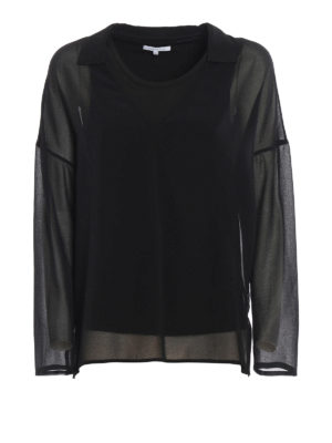 PATRIZIA PEPE: bluse - Blusa in georgette con spalla scesa