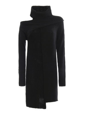 PATRIZIA PEPE: abiti al ginocchio - Abito asimmetrico in maglia di lana