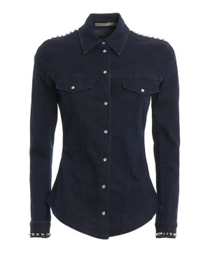 PATRIZIA PEPE: shirts - Studded denim shirt