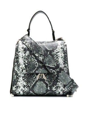 PATRIZIA PEPE: shoulder bags - Sleepy Fly python print leather medium bag
