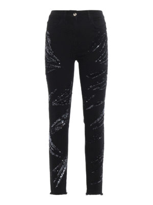 PATRIZIA PEPE: jeans skinny - Jeans super stretch con paillettes