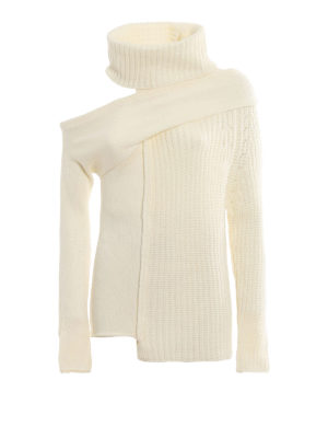 PATRIZIA PEPE: maglia a collo alto e polo - Pull asimmetrico in misto lana