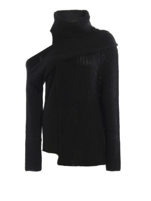 PATRIZIA PEPE: maglia a collo alto e polo - Pull asimmetrico in misto lana