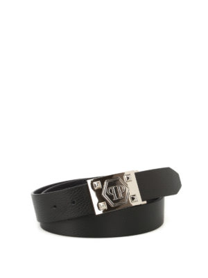 PHILIPP PLEIN: cinture - Cintura Menthos in pelle a grana