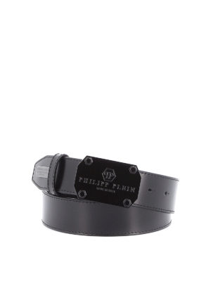PHILIPP PLEIN: belts - Tonal buckle leather belt