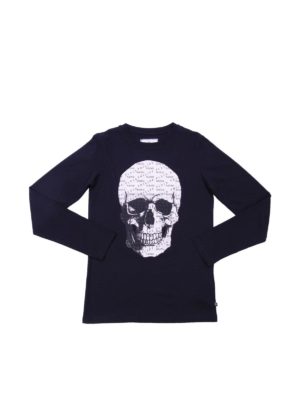 Philipp Plein Junior: t-shirts - Black t-shirt with skull and PP logo