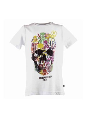 Philipp Plein Junior: t-shirts - Skull T-shirt in white