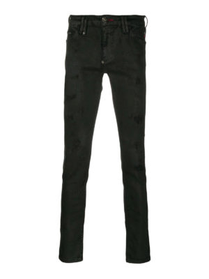 PHILIPP PLEIN: straight leg jeans - Straight cut original black denim jeans