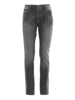 PHILIPP PLEIN: straight leg jeans - Super straight cut original grey denim jeans