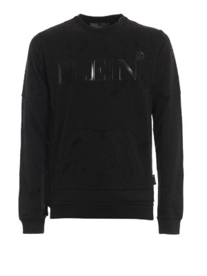PHILIPP PLEIN: Felpe e maglie - Felpa destroyed con stampa logo