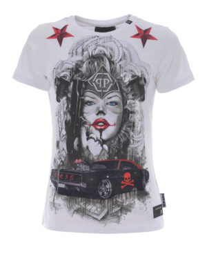 PHILIPP PLEIN: t-shirt - T-shirt Blue Eyes bianca