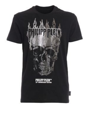 PHILIPP PLEIN: t-shirt - T-shirt Flame con strass