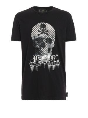 PHILIPP PLEIN: t-shirts - Gold Cut black T-shirt