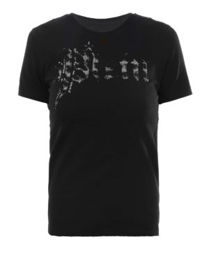 PHILIPP PLEIN: t-shirt - T-shirt nera con logo lettering gotico