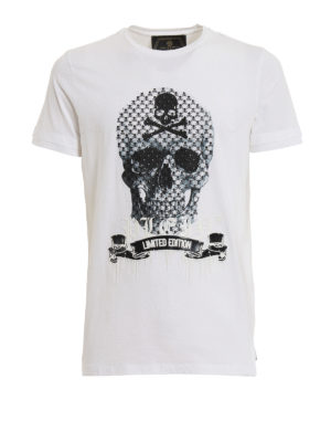 PHILIPP PLEIN: t-shirt - T-shirt con maxi stampa teschio