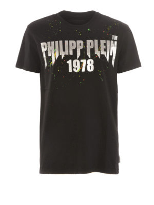 PHILIPP PLEIN: t-shirts - Paint spot metallic logo T-shirt