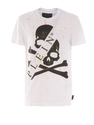 PHILIPP PLEIN: t-shirts - Paint spot Skull logo T-shirt
