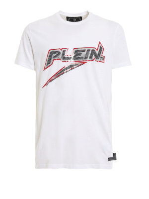PHILIPP PLEIN: t-shirts - Platinum Cut Round Neck Space white T-shirt