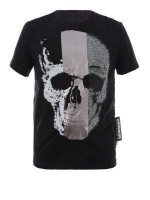 PHILIPP PLEIN: t-shirt - T-shirt Platinum Cut Skull girocollo nera