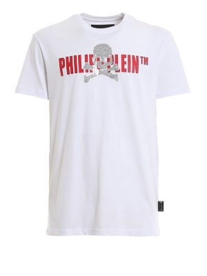PHILIPP PLEIN: t-shirts - Skull and logo lettering T-shirt