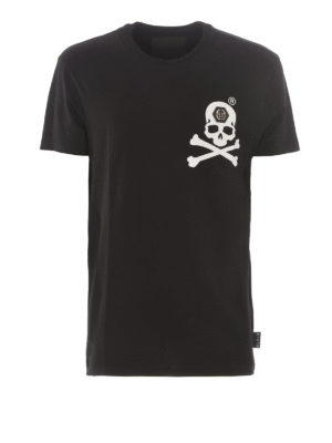 PHILIPP PLEIN: t-shirts - Skull print black T-shirt