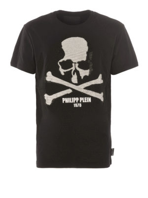 PHILIPP PLEIN: t-shirts - Skull Strass cotton T-shirt
