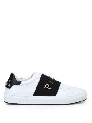 PHILIPP PLEIN: sneakers - Sneaker in pelle bianca Johnson 12