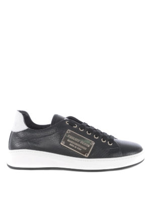 PHILIPP PLEIN: sneakers - Sneaker in pelle martellata con placca logo