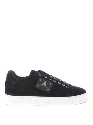 PHILIPP PLEIN: trainers - Logo plaque suede sneakers