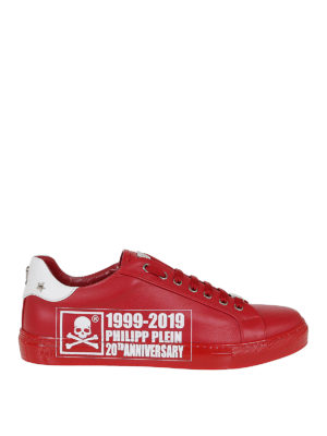 PHILIPP PLEIN: trainers - Logo print leather low-top sneakers