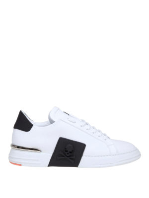PHILIPP PLEIN: sneakers - Sneaker bianche low-top Original in pelle