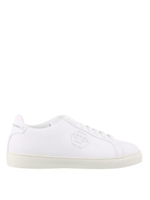 PHILIPP PLEIN: sneakers - Sneaker basse bianche Statement in pelle
