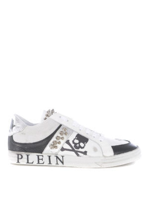 PHILIPP PLEIN: trainers - Used effect studded sneakers