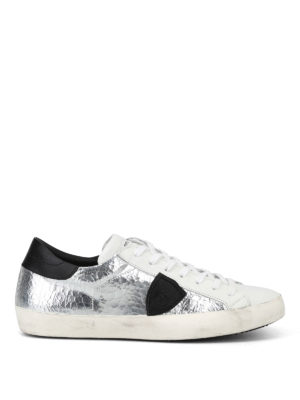 PHILIPPE MODEL: sneakers - Sneaker Paris in pelle craquelé argento