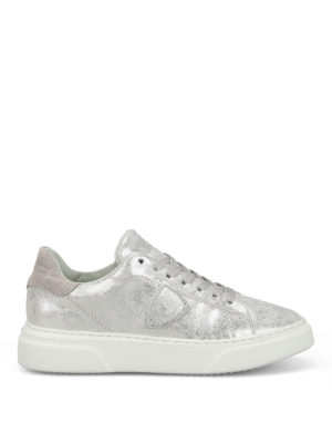 PHILIPPE MODEL: sneakers - Sneaker Temple in pelle color argento sfumato