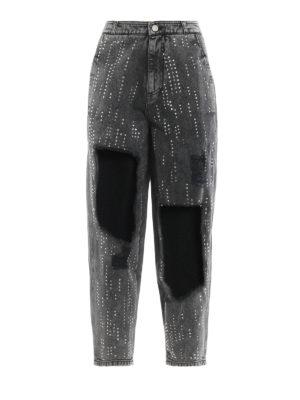 Philosophy di Lorenzo Serafini: Boyfriend - Jeans con strass e maxi strappi