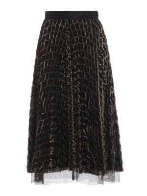Philosophy di Lorenzo Serafini: gonne al ginocchio  e longuette - Gonna plissé con motivo check dorato