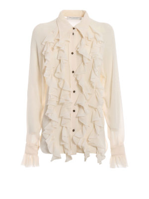 Philosophy di Lorenzo Serafini: camicie - Camicia bianca con rouches davanti