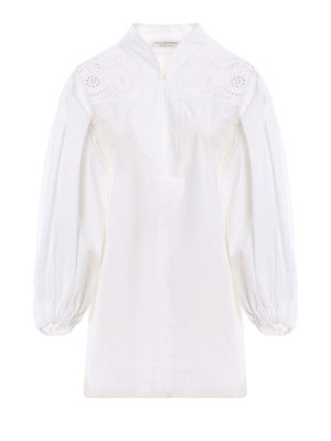 Philosophy di Lorenzo Serafini: abiti corti - Chemisier in cotone con inserto in pizzo