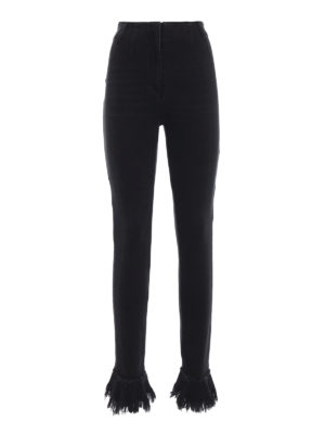 Philosophy di Lorenzo Serafini: jeans skinny - Jeans neri con fondo sfrangiato